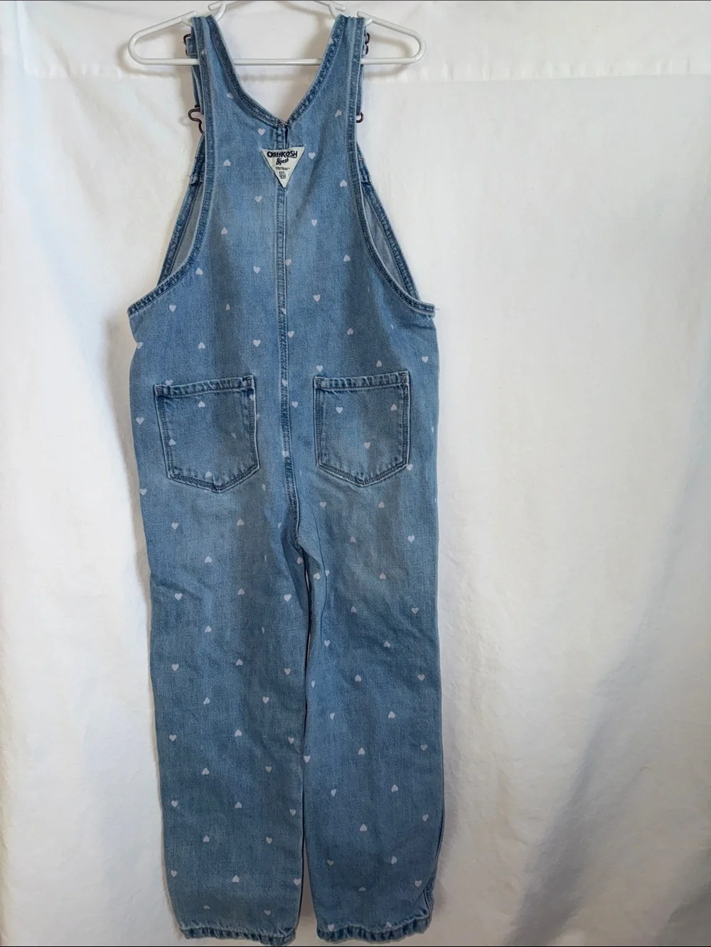 OshKosh B'gosh Light Blue Heart-Print Denim Overalls